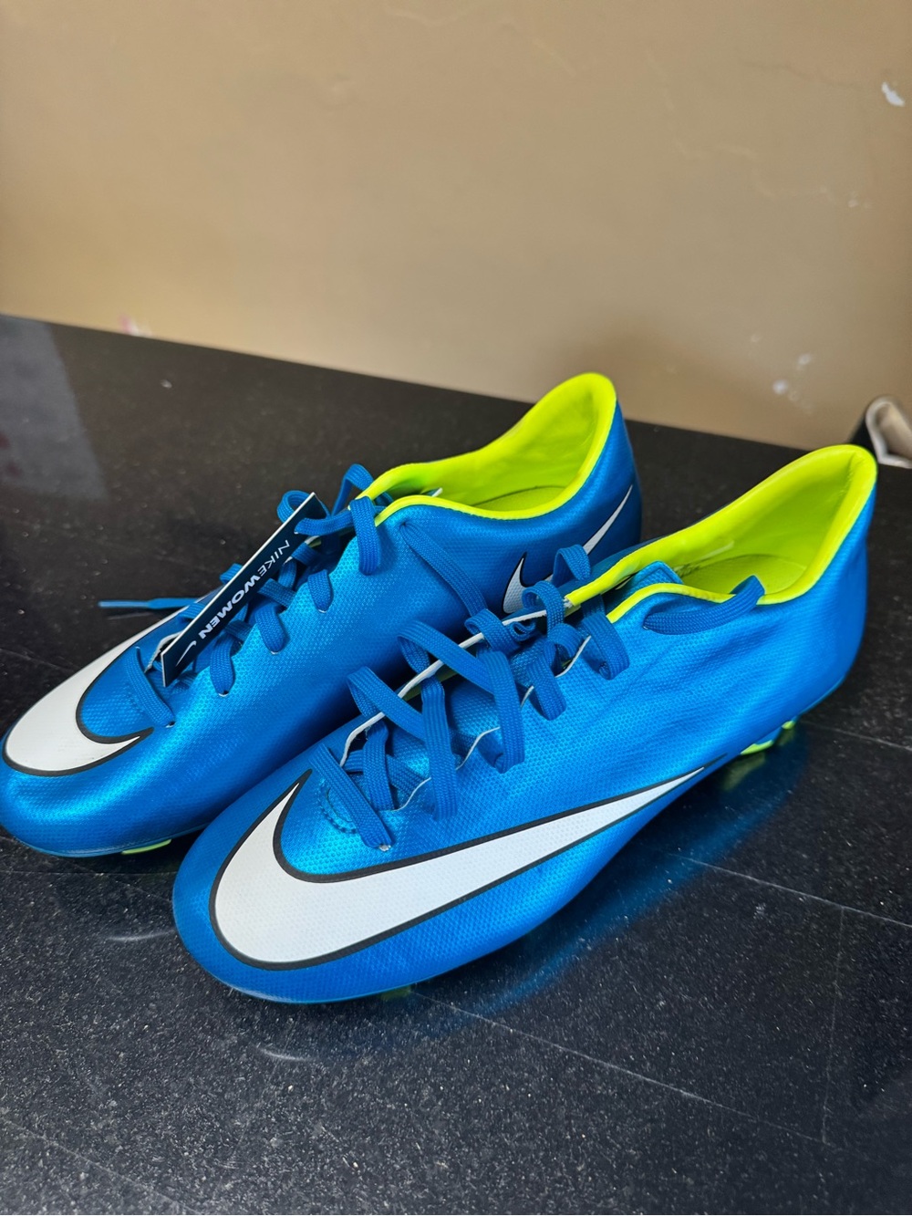 Nike Soccer Cleats in Blue and Neon Yellow